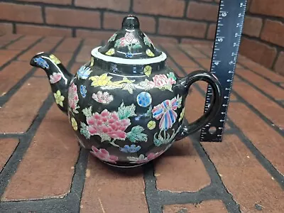 Buy Vintage Black Floral Print Colorful Ceramic Tea Pot Made In China  • 15.11£