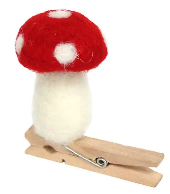 Buy Gisela Graham Toadstool Clip On Peg Christmas Tree Decorations 6cm Mushrooms X 3 • 5.99£