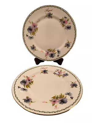 Buy Set Of 2 Queens Flower Of The Month  August  Side Plates, Tableware • 15.99£