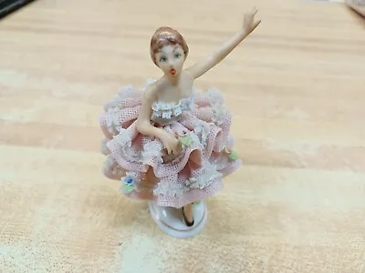 Buy Vintage Sandizell Dresden Lace Figurine, Pink Ballet Dancer 3.5  W Germany • 37.92£