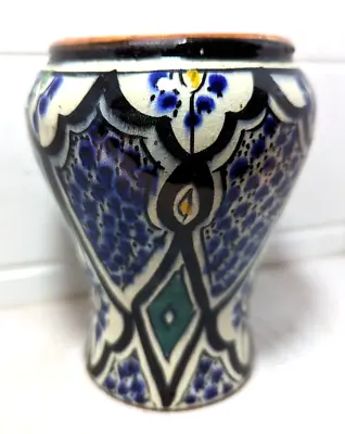 Buy Antique Pottery Vase/hand Painted Blue & White Vase/possibly African Or Asian • 10£