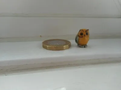 Buy Owl - Pottery - Cute And Collectable  - Tiny Miniature Plump Yellow, Grey Owl • 3.20£