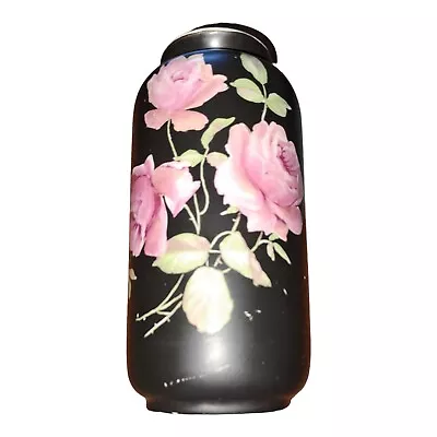 Buy Crown Ducal Ware England Antique 15cm Tall Vase Black With Pink Rose 1918-1924 • 11.24£
