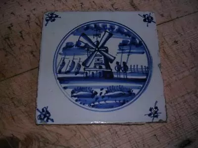 Buy 18th Century Dutch Delft Tile. Windmill. • 17.50£