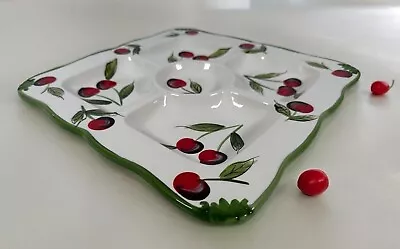 Buy Italian  Lavori Artigianali  Large Platter Dish Hand Painted Cherries 35x35cm • 82.75£