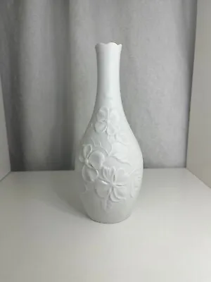 Buy Vintage AK Kaiser Bisque White Porcelain Vase With Floral • 14.99£