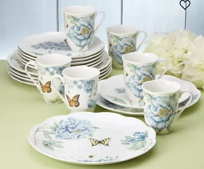 Buy LENOX Butterfly Meadow Blue 18-Piece Dinnerware Set Service For 6 • 268.93£