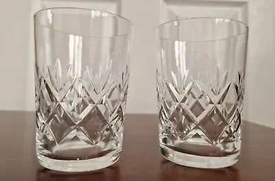 Buy 2 X Vintage Cut Glass Whisky Tumblers Drinking Glasses • 13£