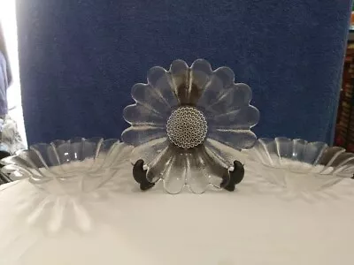 Buy Vintage Dartington Glass Pair Clear Shallow Daisy Bowls 1970s Thrower Set Of 3 • 20£