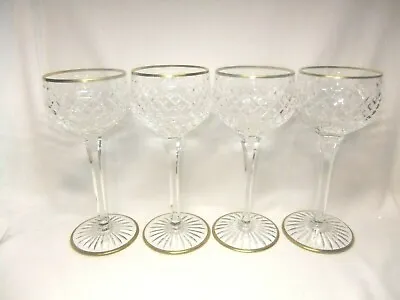 Buy Stuart Crystal Hock Wine Glasses X 4 Hardwicke Pattern With Gold Rims • 99.99£