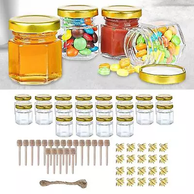 Buy 20 Pieces Small Glass Jars Kitchen Storage Jars With Wooden • 31.39£