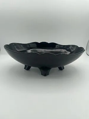 Buy Vintage Black Amethyst Glass 4 Footed Scalloped Bowl Candy Dish LE Smith ? • 45.47£