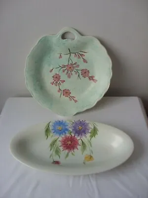 Buy E Radford Pottery Hand Painted Oval Dish And Leaf Shaped Dish • 5£