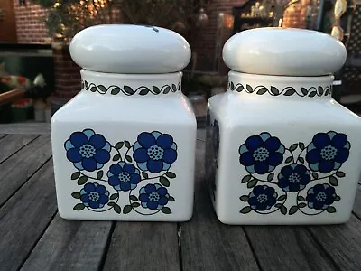 Buy Vintage 1970s Taunton Vale Blue Green Flower Power Storage Jar Ceramic • 25£