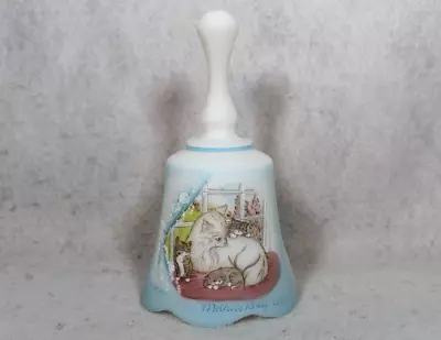 Buy Fenton Bell 1992 Mothers Day Cat And Kittens Blue Ombre Hand Painted Vintage • 77.03£