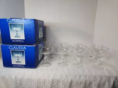 Buy CLAUDIA Bohemia 8-CHAMPAGNE Glasses 9oz Clear Lead Crystal Glass Ball Stem Czech • 32.28£