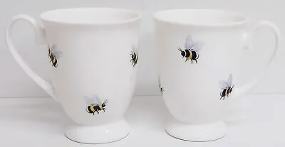 Buy Bees Mugs Set 2 Fine China 300 Ml 10.5 Oz Royal Footed Multi Bumblebee Cups UK • 17£