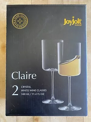 Buy NIB Joyjolt 2 Crystal White Wine Glasses Claire Collection 11.4 Oz. 340 Ml. • 23.50£