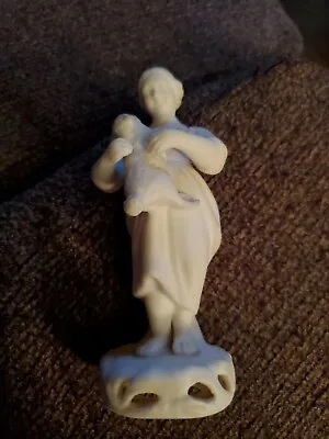 Buy Antique Parian Ware Biscuit Porcelain 5  Figure Primitive Girl Holding Baby Lamb • 62.93£