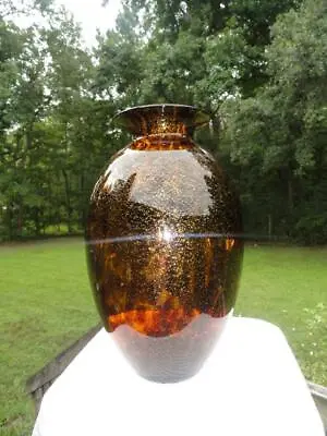 Buy MCM Italian Murano Glass Vase Tortoise Pattern & Gold Dust • 120.64£