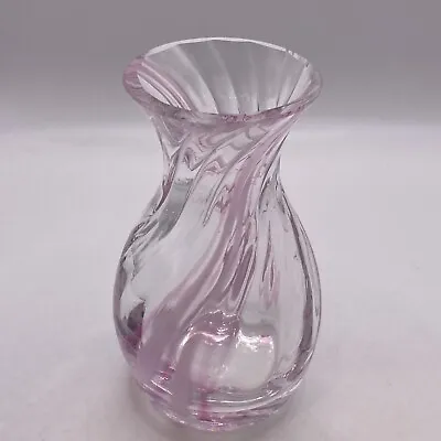 Buy Vintage Caithness Art Glass Pink Stripe Swirl Bud Vase • 15£