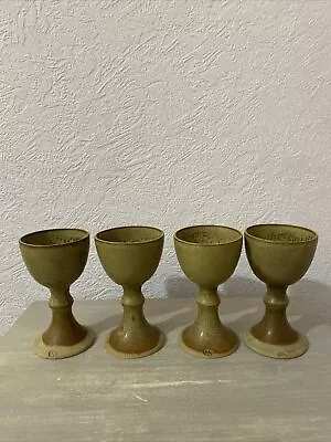 Buy Four Studio Pottery Goblets Hand Made Potters Mark On Base • 15£