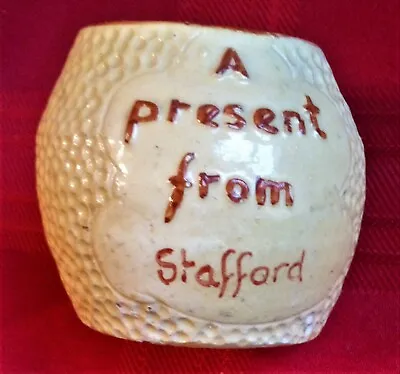 Buy Early Vintage Manor Ware-A PRESENT FROM STAFFORD - SMALL POT • 1.50£