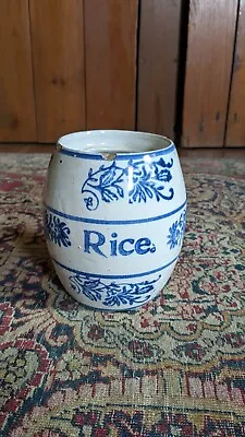 Buy Antique Country Old Blue Stoneware Rice Cobalt Spice Crock Jar 5.5  • 45.64£