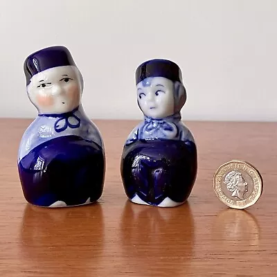Buy Vintage Delft Blue Pottery Dutch Boy Figures Miniature Pair • 12.99£
