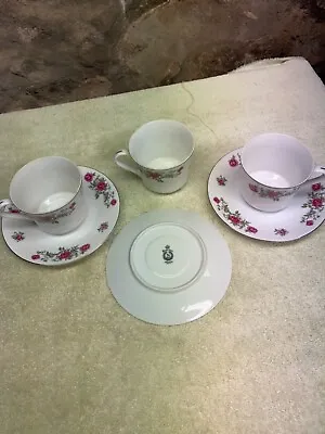 Buy ROSE ANN By Nasco Fine China Japan Saucers And Cups Of 3 • 20.90£