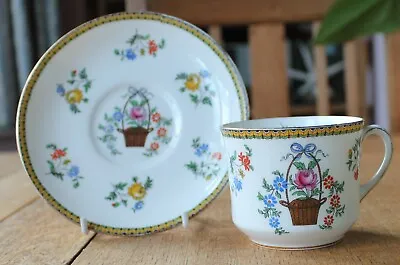 Buy Aynsley Bone China Cup And Saucer Flower Basket And Blue Bow B204 Vintage 1940 • 9£