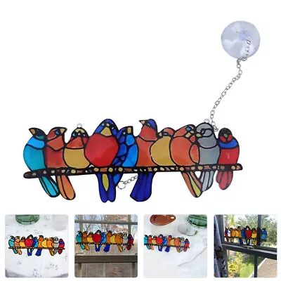 Buy Bird Hanging Ornaments Wall Hanging Decor Stained Glass Panel Birds • 8.38£