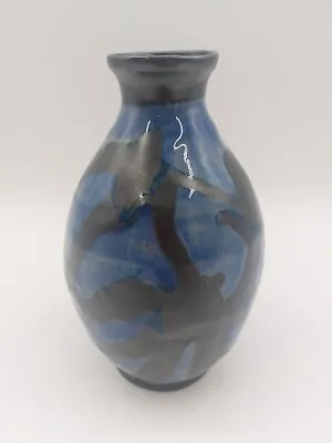 Buy Vtg Pottery Vase Cobalt Blue/Black With Matte & Glossy Finish  ~Signed~ MINT • 55.97£