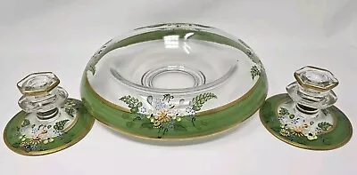 Buy Vintage Hand Painted Victorian Bowl And Candle Holder Set • 81.02£