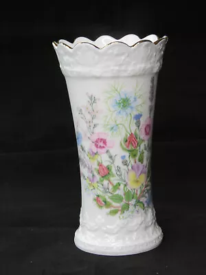 Buy Vintage AYNSLEY  Wild Tudor  Fine Bone China Vase - 15 Cms, Scalloped Rim • 9.50£