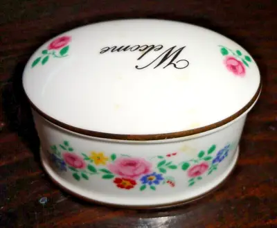 Buy Crown Staffordshire England Fine Bone China Oval Floral Welcome Trinket Box Lid • 10.44£