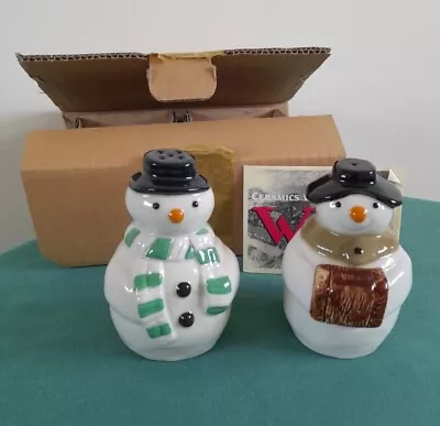 Buy Rare Wade Mr & Mrs The Snowman Cruet Set Salt & Pepper + Stoppers *NEW & BOXED* • 15£