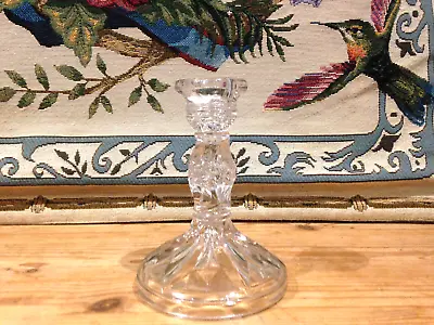 Buy VINTAGE (clear) PRESSED GLASS CANDLESTICK • 4.50£