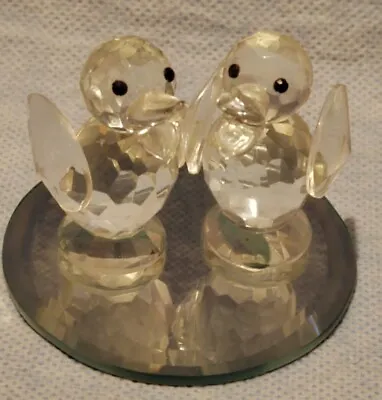Buy Crystal Ducks Ducklings Prism Figurine  Ornament Hand Blown On Mirror  • 14£