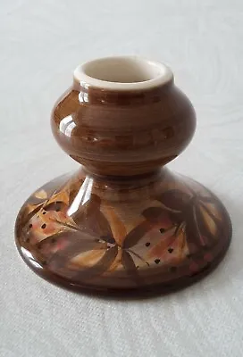 Buy Jersey Pottery Vintage Hand Painted Brown Floral Candlestick • 7.99£