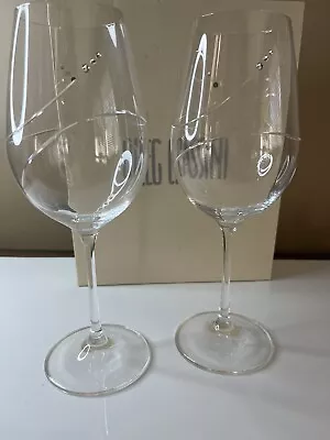 Buy Pair Of Oleg Cassini Long Stem Wine Glasses With Crystal Accents ,Czech Republic • 24.66£