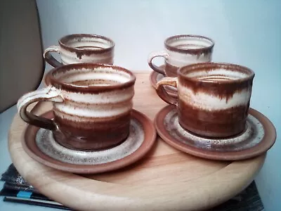 Buy Dennis Lane Newlyn Harbour Pottery 4 Cups & Saucers 13 Cm • 20£