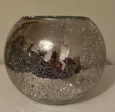 Buy Luxury Crackle Gold Fish Bowl Flower  Vase In Stunning Shimmering Silver • 3.99£