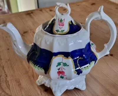 Buy Antique English (Staffordshire) Gaudy Welsh Teapot 8.5” Tall - Rare Design • 65£