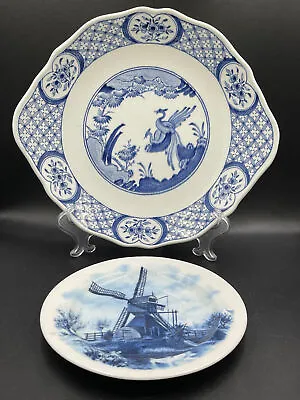 Buy 2X Original Delftsblauw Antique Furnivals Old Chelsea Pattern Windmill Pottery • 59.94£