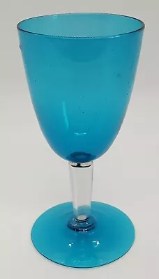 Buy Blue Glass Vintage Victorian Antique Wine Glass Goblet • 35£