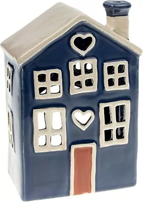Buy Village Pottery Navy Blue House Heart Tealight Holder • 10.99£