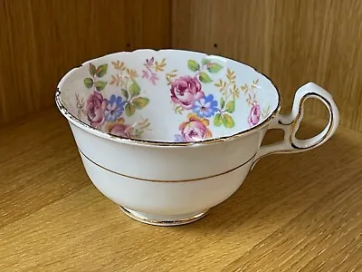Buy Royal Stafford Bone China Orphan Cup.   Flowers Design In White And Gilded Cup • 6.99£