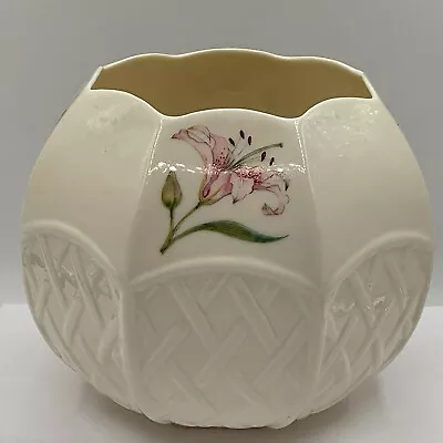 Buy Vintage Belleek Bone China Vase Bowl Country Trellis Stargazer Lily Ireland (37) • 21.96£