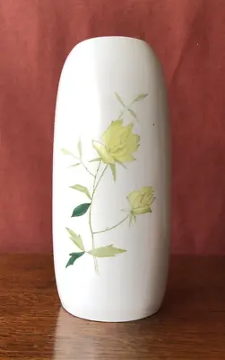 Buy Mid Century Burleigh Ware Vase With Yellow Rose Design • 8£